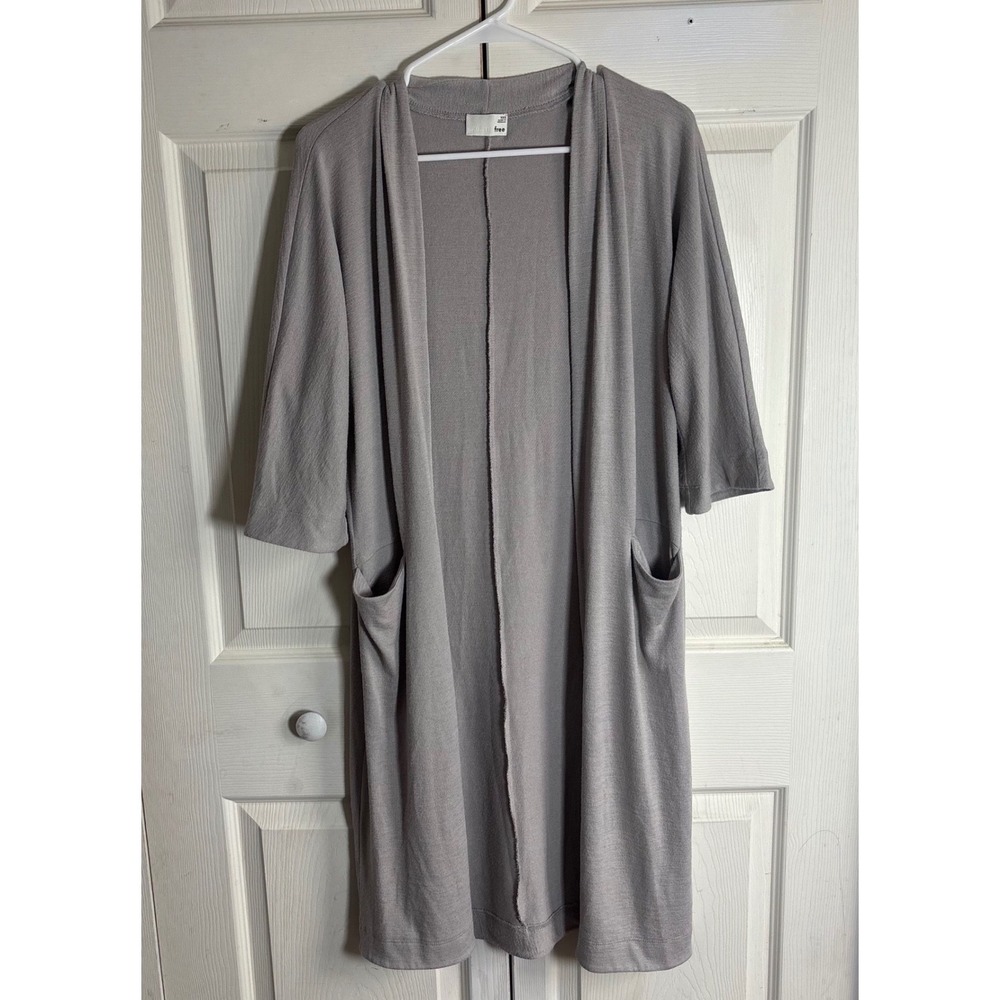 Wilfred Free Aritzia Grey Open Front Duster Cardigan Sweater Pockets XXS